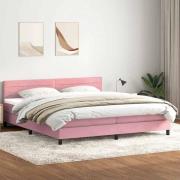 vidaXL Ramsäng med madrass rosa 180x210 cm sammet