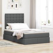 vidaXL Förvaringssäng med LED med led Mörkgrå 120 x 190 cm Polyester