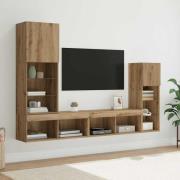 vidaXL TV Vägg Enheter Väggmonterad 4 pcs Artisan Ek Konstruerat trä