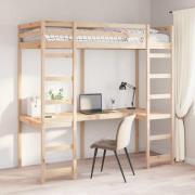 vidaXL Loftsängram Naturfärg 90 x 190 cm Massiv furu