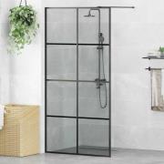 vidaXL Walk-in Duschvägg Svart 100 x 195 cm härdat glas