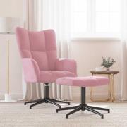vidaXL Vilstol med fotpall rosa sammet