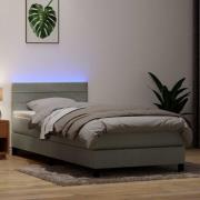 vidaXL Resårsäng med madrass och LED ljusgrå 80x220 cm sammet