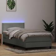 vidaXL Resårsäng med madrass och LED ljusgrå 80x220 cm sammet