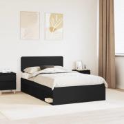 vidaXL Sängram med huvudgavel Svart 120 x 200 cm Massiv furu