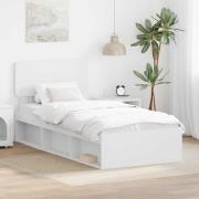vidaXL Sängram med huvudgavel Vit 100 x 200 cm Massiv furu