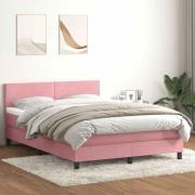 vidaXL Ramsäng med madrass rosa 160x210 cm sammet
