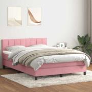 vidaXL Ramsäng med madrass rosa 160x210 cm sammet