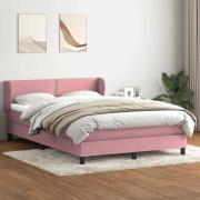vidaXL Ramsäng med madrass rosa 160x220 cm sammet