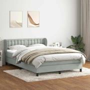 vidaXL Ramsäng med madrass ljusgrå 160x220 cm sammet