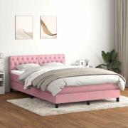 vidaXL Ramsäng med madrass rosa 160x210 cm sammet