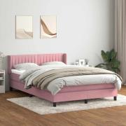 vidaXL Ramsäng med madrass rosa 160x220 cm sammet