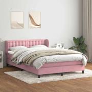 vidaXL Ramsäng med madrass rosa 140x210 cm sammet