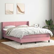 vidaXL Ramsäng med madrass rosa 160x220 cm sammet