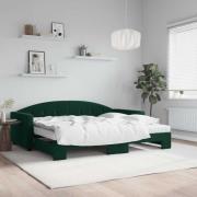 vidaXL Dagbädd utdragbar med madrasser mörkgrön 90x200 cm sammet