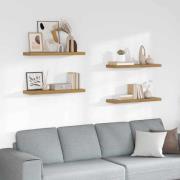 vidaXL Vägg hylla 4 pcs Brun 90 x 23,5 x 4 cm Konstruerat trä