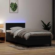 vidaXL Resårsäng med madrass och LED svart 80x220 cm sammet
