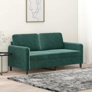 vidaXL Soffa 2-sits mörkgrön 140 cm sammet