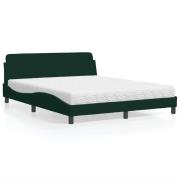 vidaXL Bed with Mattress "Dover" Dark Green 160x200 cm Velvet