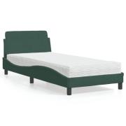 vidaXL Bed with Mattress "Dover" Dark Green 90x190 cm Velvet