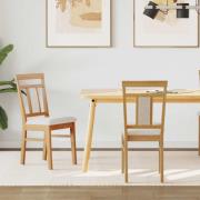 vidaXL Matstol 2 pcs Naturlig och ljus Massiv Gummiträ