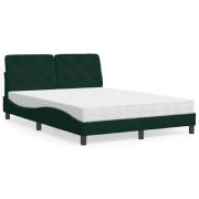 vidaXL Bed with Mattress Dark Green 140x200 cm Velvet