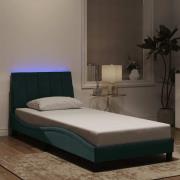 vidaXL Bed Frame with LED without Mattress "Hanko" Dark Green 90x190 c...