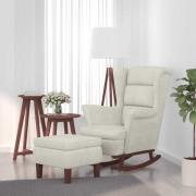 vidaXL Gungstol med ryggstöd Gräddvit sammet och massivt trä