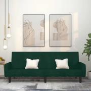 vidaXL Bäddsoffa 2-sits mörkgrön sammet