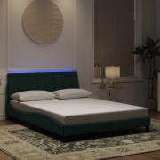 vidaXL Bed Frame with LED without Mattress "Hanko" Dark Green 140x200 ...