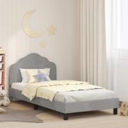 vidaXL Barnsängram med sänggavel Ljusgrå 90 x 190 cm Sammet