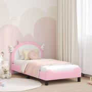 vidaXL Barnsängram med sänggavel med huvudgavel Rosa 80 x 160 cm PU