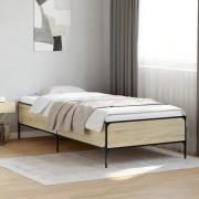 vidaXL Sängram sonoma-ek 100x200 cm konstrueradt trä och metall