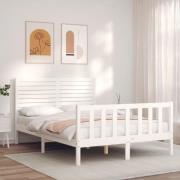 vidaXL Sängram utan madrass vit 140x200 cm massiv furu