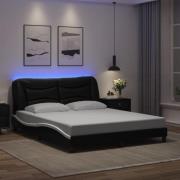 vidaXL Bed Frame with LED without Mattress "Hvar" Black and White 160x...