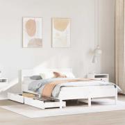 vidaXL Sängram utan madrass vit 140x200 cm massiv furu