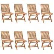 vidaXL Hopfällbara trädgårdsstolar 8 st massiv teak