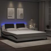 vidaXL Bed Frame with LED without Mattress "Zadar" White and Black 180...