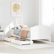 vidaXL Sängram utan madrass vit 90x200 cm massiv furu