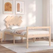 vidaXL Sängram med sänggavel 90x200 cm massivt trä
