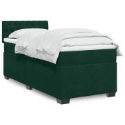 vidaXL Ramsäng med madrass mörkgrön 90x190 cm sammet