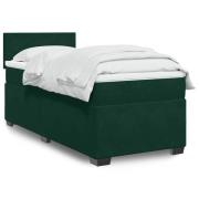 vidaXL Ramsäng med madrass mörkgrön 90x200 cm sammet