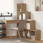 vidaXL Hörnskrivbord med hylla Artisan Ek 101,5 x 149,5 x 149,5 cm