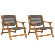 vidaXL Trädgårdsmöbler 2 pcs Grå 67 x 76 x 73 cm Massivt Akaciaträ