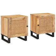 vidaXL Nattduksbord 2 pcs Naturfärg 40 x 33,5 x 46 cm Massivt mangoträ