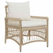 vidaXL Trädgård Stol med kudde Beige 73 x 61 x 77 cm konstrotting