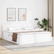 vidaXL Förvaringssäng med LED med led Ren Vit 160 x 200 cm Konstläder