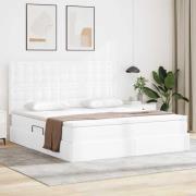 vidaXL Förvaringssäng med madrass Ren Vit 160 x 200 cm Konstläder