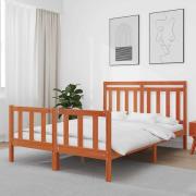 vidaXL Sängram Vaxbrun 205,5 x 165,5 x 100 cm Massiv furu