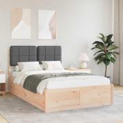 vidaXL Sängram med Klädd Huvudgavel Mörkgrå 120 x 200 cm Massiv furu